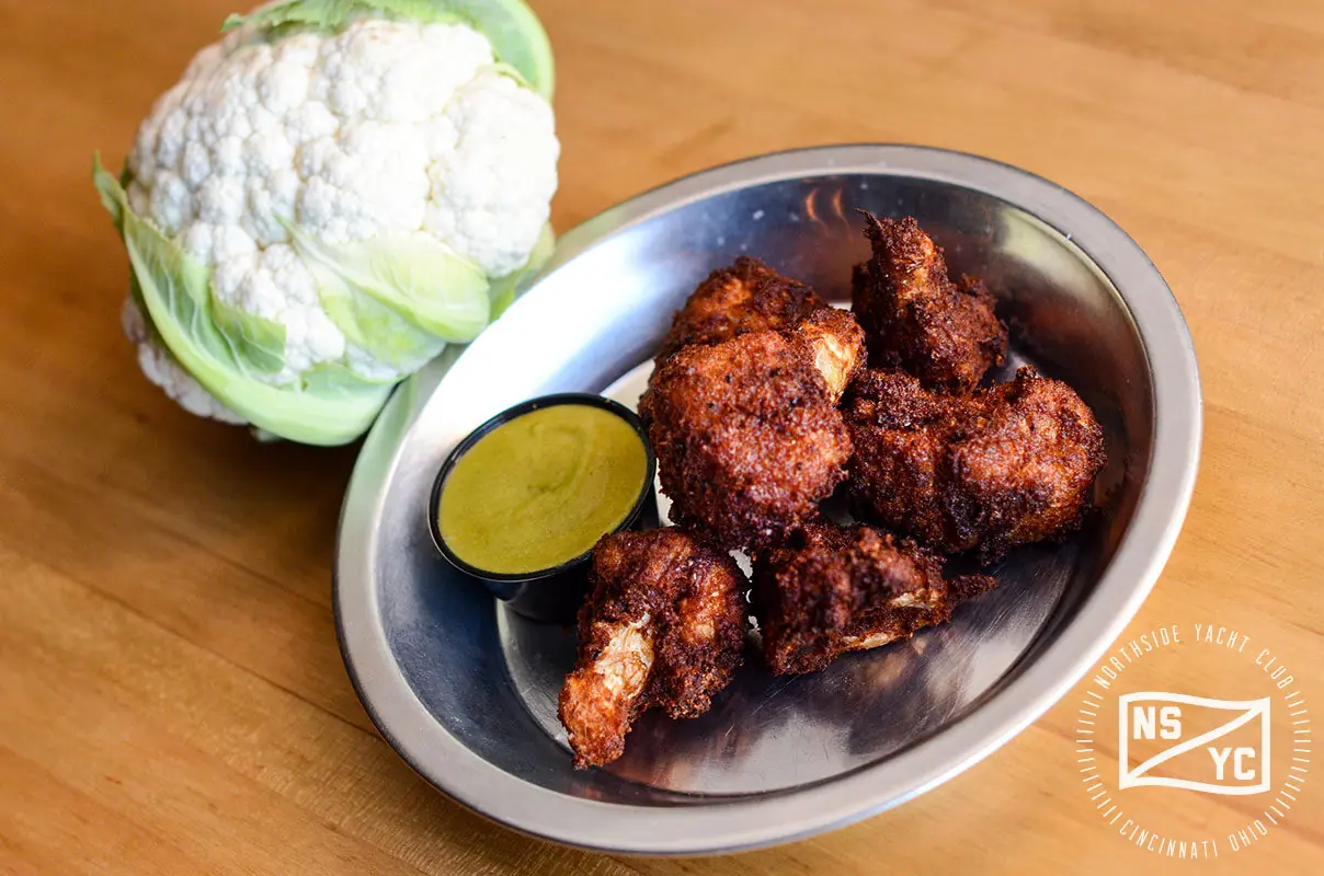 Vegan Cauli Wings — PBR-battered cauliflower with house wing rub
