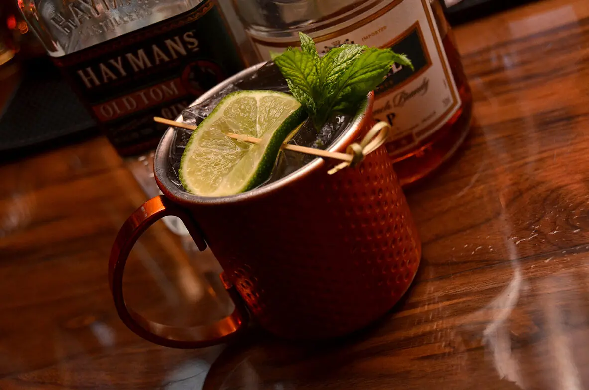 Moscow Mule in a hammered copper mug