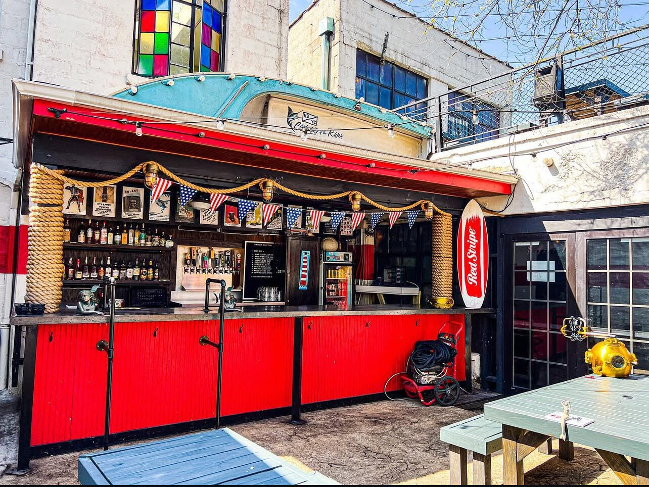 The outdoor boat bar on the NSYC patio