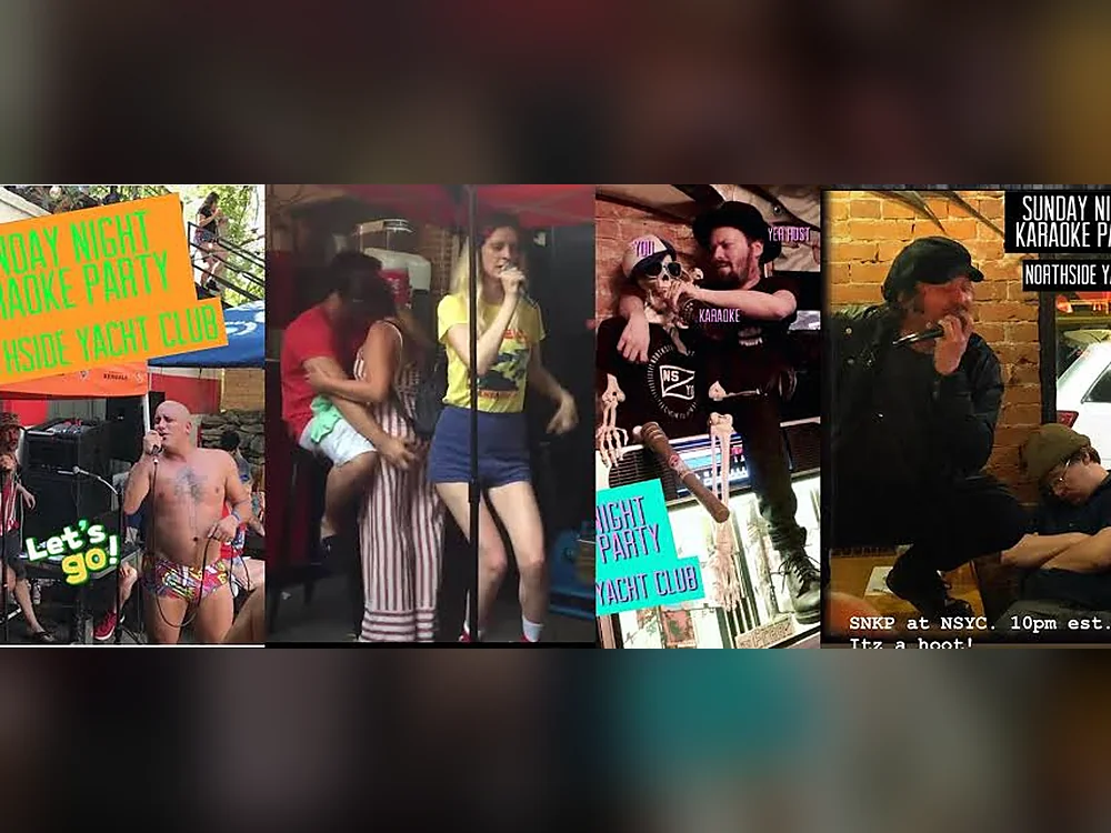 Sunday Night Karaoke Party at Northside Yacht Club — singers, costumes and a packed room